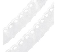 MAYJOYDIY 15yards White Heart Cotton Eyelet Lace Ribbon Wide 2~2.1inch Floral Heart Embroidery Eyelet Sewing Trim Ruffle Lace Trim for Dress Pillow Dolls Pets Clothes Bag Sewing