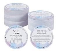 MAYJOYDIY 160 Pcs Tumbler Cup Cards 5.4 cm Diameter Cup Cleaning Cards Bottle Handling Instructions Cups Insert for Business Customer Directions Online Shop Package Insert