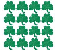 MAYJOYDIY 16Pcs Shamrock Embroidered Patches, Green Clover Iron On or Sew On Appliques, Irish Theme Craft Emblems for DIY Clothing, Hats, Bags, Jeans