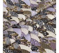 MAYJOYDIY 1m Fan-Shaped Japanese Style Cotton Fabric 1.5m Lilac Fish Scales Fabric Floral Patchwork Wrapping Cloth Printed Quilting for Crafts and Projects