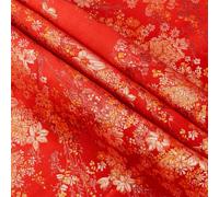 MAYJOYDIY 1m Jacquard Floral Brocade Fabric 1.48m Satin Jacquard Fabric Upholstery Polyester Decorative Textile for Sewing Crafts Clothing Dress Purse Tablecloth Making(Red)