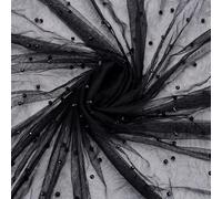 MAYJOYDIY 2.74m×150cm Black Pearl Mesh Fabric Pearl Beaded Tulle Fabric Lace Fabric Net Tulle Lace Accessories Fabric for Wedding Dress Bridal Veil Clothes Sewing DIY Crafts