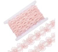 MAYJOYDIY 2.7m 43mm Pink 3D Pearl Flower Lace Trim Beaded Floral Embroidered Lace Ribbon Sewing DIY Ribbon Craft for Bridal Dress Wedding Party Costume Hat Decoration