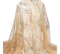 MAYJOYDIY 2 m Gold Sequin Mesh Fabric 1.6 m Glitter Tulle Rolls Polyester Netting with Golden Lines and Sequin Embellishments for Gift Wrapping Tutu Wedding Decoration