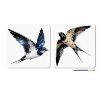 MAYJOYDIY 2 Pcs Flying Swallow Stencil Reusable Birds with Spread Wing Stencil for Painting 11.8x11.8 Inch Animal Drawing Template with Paint Brush for Wall Furniture Canvas Scrapbook Decoration