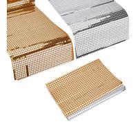 MAYJOYDIY 2 Pcs Glitter Disco Table Runner, Gold and Silver Sequin Retro Theme Decor 180.4x33.5cm for Table Decorations Birthday Bachelorette Dance Party Supplies