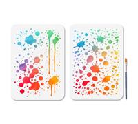 MAYJOYDIY 2 Pcs Splatters Stencil Reusable Splash Texture Stencil for Painting 11.7×8.3inch Raindrops Drawing Template with Paint Brush for Wall Furniture Canvas Scrapbook Decoration