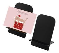 MAYJOYDIY 2 Set Black Acrylic Sign with Stand Slanted Back Acrylic Sign Holder Plastic Display Stand DIY Blank Table Numbers for Name Card Gifts Event Party Wedding Decor(10×7cm)