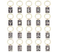 MAYJOYDIY 20 Pcs Black Tarot Keychain Set, 10 Styles Rectangle Tarot Card Keyrings 52mm Sun Moon Star Card Charms Alloy Enamel Pendant for Backpack Purse Wallet Car Key Cellphone Decor