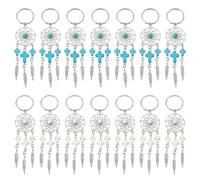 MAYJOYDIY 20 Pcs Dream Catcher Keychain 2 Color Gemstone Crystal Key Chains Tassel Pendant Key Ring Feather Charm Cross Christianity Decor for DIY Jewelry Crafts Car Bag Home Hanging Ornaments