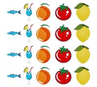 MAYJOYDIY 20Pcs 5 Styles Lemon Iron On Patches Fish Tomato Cocktail Peach Embroidered Applique Patches Vegetables Fruit Iron/Sew On Patch for DIY Clothing and Craft Projects