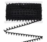 MAYJOYDIY 22.8m Black Elastic Cord with Buttonhole 16mm Wide Braid Cord Elastic Loop Sewing Trim Lace Trim Button Loop Stretch Band for Costume Crafts Sewing Wedding Bridal Dress Decoration