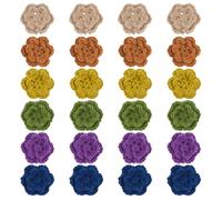 MAYJOYDIY 24 PCS Crochet Flowers Sew on Patches 6 Colors 48mm Handmade Cotton Knitting Floral Embroidered Appliques Embellishments for DIY Hair Hats Clothes Wedding Party Craft Decoration