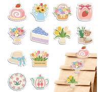MAYJOYDIY 24Pcs 12 Styles Flowers Acrylic Chip Clips Cake Flower Basket Water Can Bag Sealer Sealing Closures Jam Jar Hat Tulip Teapot Potted Plant Bag Clips for Food Storage Airtight Seal Grip
