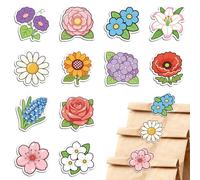 MAYJOYDIY 24Pcs 12 Styles Flowers Plants Acrylic Chip Clips Morning Glory Daisy Bag Sealer Sealing Closures Cute Sunflower Grape Rose Lily Cherry Blossom Bag Clips for Food Storage Airtight Seal Grip