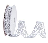 MAYJOYDIY 27.4m Silver Leaf Vines Ribbon 29mm Sparkling Metallic Leaves Ribbon Trim Silver Hollowed Embroidery Trimming for Costume Sewing Gift Wrapping Home Decoration DIY Craft