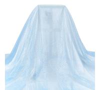 MAYJOYDIY 2m Blue Mermaid Scale Printed Mesh Fabric, 1.7m Shiny Fish Scales Pattern Polyester Sheer Mesh Sewing Fabric for DIY Wedding Dress Costume Accessories Veil Home Decor