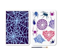 MAYJOYDIY 2Pcs 2 Styles Halloween Spider Web Stencil Template 29.7 x 21cm Spider Art Painting DIY Craft Reusable for Walls, Wood, Home Decor