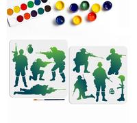 MAYJOYDIY 2pcs Army Soldier Stencils 30×30cm 8 Styles Infantry Painting Stencil with Paint Brush Soldiers Silhouette Drawing Stencil for Canvas Wall Furniture Decor DIY Art Crafts