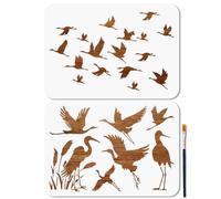 MAYJOYDIY 2Pcs Crane Silhouette Stencil Flying Crane Art Craft Stencils 29.7×21cm Reusable Bird Flock Template Set for Painting on Wood Furniture Canvas Wall Paper Decor