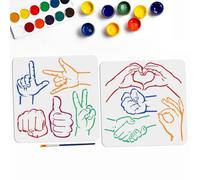 MAYJOYDIY 2pcs Hand Gesture Fist Stencil 30×30cm 9 Styles Handshake OK Heart Gesture Stencil with Paint Brush Hands Themed Drawing Template for Wood Walls Canvas Furniture Crafts Art Projects