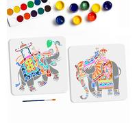 MAYJOYDIY 2pcs Indian Elephant Stencil 30×30cm Large Asian Animal Drawing Stencils with Paint Brush Mandala Elephant Dance Template for Canvas Wall Wood DIY Craft Home Decor