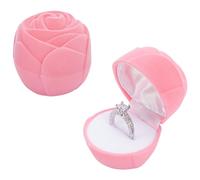 MAYJOYDIY 2pcs Pearl Pink Velvet Rose Ring Box Romantic Flower Engagement Ring Box for Proposal Ring Ceremony Wedding Anniversary Valentine's Day Gift Girls Jewelry Box