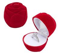 MAYJOYDIY 2pcs Red Velvet Rose Ring Box Romantic Flower Engagement Ring Storage for Proposal Ceremony Wedding Girls Jewelry Box