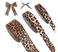 MAYJOYDIY 3 Rolls Leopard Print Ribbon Cheetah Printed Grosgrain Ribbon 16mm/20mm/39mm Brown Leopard Spot Ribbons for Bouquet Gift Wrapping Wreath Bows Making Party Decor