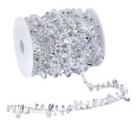MAYJOYDIY 32.8ft/10m Silver Beaded Garlands Clear ABS Plastic Cord Beads Hanging Rustic Christmas Tree Decorations Twist Bead String Ornaments for Wedding Party Decor