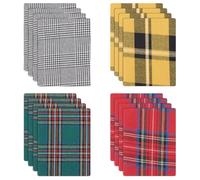 MAYJOYDIY 32Pcs 4 Colors Iron-on Plaid Patches Tartan Versatile Checkered Patches Polyester Iron On Patches for Shirts Skirts Shoes Bags and Pillowcases, 4.9x3.7