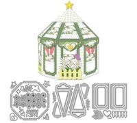 MAYJOYDIY 3D Circus Tent Gift Box Metal Die Cutting Treat Box Flower Fence Embossing Die Cuts Heart Star Butterfly Flower Paper Craft Die Cut for Scrapbooking Party Photo Album DIY Card Crafts