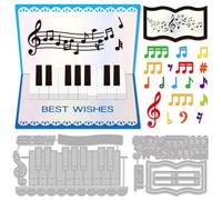 MAYJOYDIY 3D Piano Note Cutting Dies, Music Note Die Cuts, Musical Instrument Carbon Steel Metal Embossing Stencils for Card Making Scrapbooking Album Paper Craft Art Decoration