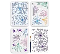 MAYJOYDIY 3Pcs A4 Spider Painting Stencil Spider Web Template 29.7x21cm Halloween Theme Plastic Stencil with Paint Brush Scary Insects Reusable Template for Painting on Wood Home Decor