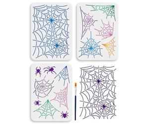 MAYJOYDIY 3Pcs A4 Spider Painting Stencil Spider Web Template 29.7x21cm Halloween Theme Plastic Stencil with Paint Brush Scary Insects Reusable Template for Painting on Wood Home Decor