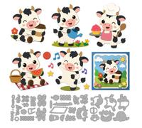 MAYJOYDIY 3pcs Cute Cow Die Cuts Flower Cake Animal Embossing Template | Watermelons Music Notes Embossing Stencils, Carbon Steel Cutting Dies, Cartoon Theme, for DIY Scrapbooking Card Gift Decor
