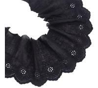 MAYJOYDIY 4.6m Black Cotton Lace Trim Ribbon 14.2~15.2cm Vintage Embroidery Eyelet Cotton Flower Lace Fabric Edging Trimmings for Sewing Crafts Dress Clothes Bag Tablecloth Pillow Decoration