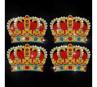 MAYJOYDIY 4 Crown Rhinestone Iron on Hotfix Transfer Bling Queen Crowns Transfer Applique Heat Transfer Decal Clothing Repair Crystal Patch for Clothing Shoes Bags Hats Repair Decoration DIY Craft
