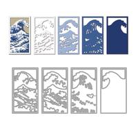 MAYJOYDIY 4 Pcs Layered Wave Pattern Die Cutting Ocean Wave Carbon Steel Die Cutting Template Sea Theme Paper Crafting Die Cuts Making Metal Embossing Stencil for DIY Cards Paper Crafts Scrapbooking