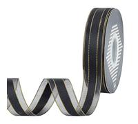 MAYJOYDIY 45m/Roll Black Sheer Organza Ribbon with Gold Edge,25mm Clear Soft Shimmer Mesh Voile Fabric Polyester Ribbons for Crafts Gift Wrapping Birthday Wedding Decoration