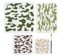 MAYJOYDIY 4Pcs Camo Stencil Kit, 15~30cm Camouflage Pattern Painting Set, Reusable Drawing Templates for Window Wood Wall Home Decor DIY Craft