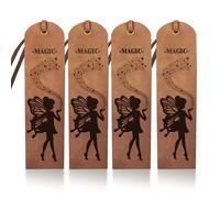 MAYJOYDIY 4Pcs Fairy Leather Bookmarks 2×7inch Fantasy Star River Vintage Bookmark for Women Men ‘Magic’ Text Handmade Leather Bookmark for Book Lovers Readers Writers Gifts