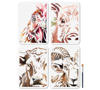 MAYJOYDIY 4Pcs Farm Animals Stencil Chicken Rooster Pig Art Craft Stencils 29.7×21cm Reusable Sheep Goat Cow Template Set for Painting on Wood Furniture Canvas Wall Paper Decor