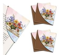 MAYJOYDIY 4Pcs Flowering Book Leather Bookmark Colorful Wildflowers Corner Book Page Markers Personalized Square Printed Corner Bookmark Gifts for Women Men Students Teachers Reading Lovers