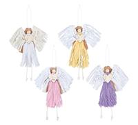 MAYJOYDIY 4Pcs Macrame Angel, 23.5cm Handmade Woven Wall Hanging DIY Macrame for Wedding Living Room Bedroom Christmas Decorations