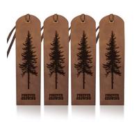 MAYJOYDIY 4Pcs Tree of Life Leather Bookmarks, 5×18cm Vintage Brown Page Markers with Leather Tassel, Handmade Classic Design for Book Lovers & Writers (Ideal Gift for Men & Women)