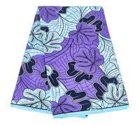 MAYJOYDIY 5.4 M Purple Kente African Fabric 1.1m African Ankara Print Fabric Hibiscus Design Wax Prints Fabrics for Dresses Shirts Trousers Bags Curtains Tablecloths