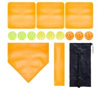 MAYJOYDIY 5 Pcs Baseball & Softball Base Set with 9 Pcs Plastic Training Balls, Thrown Down Baseball Bases Outdoor Sport Equipment for Backyard Teeball, School Kickball Practice