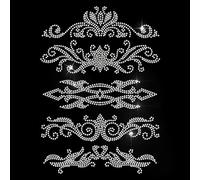 MAYJOYDIY 5 Styles Vintage Floral Border Rhinestone Iron on Hotfix Transfer Bling DIY White Lace Corner Iron on Crystal Rhinestone Decal Heat Transfer for T-Shirt Jacket Bag Pants DIY Patch Clothing