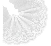 MAYJOYDIY 5 Yards ×8.2 inch Wide White Cotton Eyelet Lace Trim Ribbon Vintage Branch Floral Embroidery Lace Trim for Sewing Crafts Dresses Skirt Clothes Bag Tablecloth Curtain Pillow Decoration